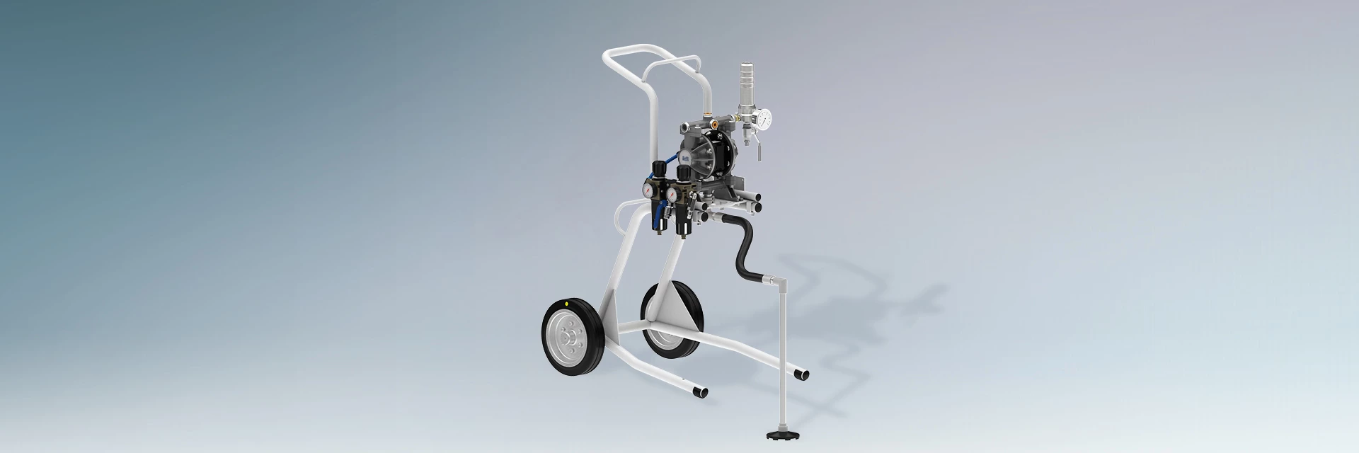 Air operated diaphragm pump package for low pressure coating.